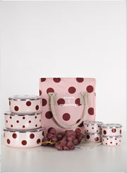 EmaylabxPeppythings Cherry 3’lü Set – Emaye Saklama Kabı, Emaye Kahvaltılık & Termal Taşıma Çantası 10 litre