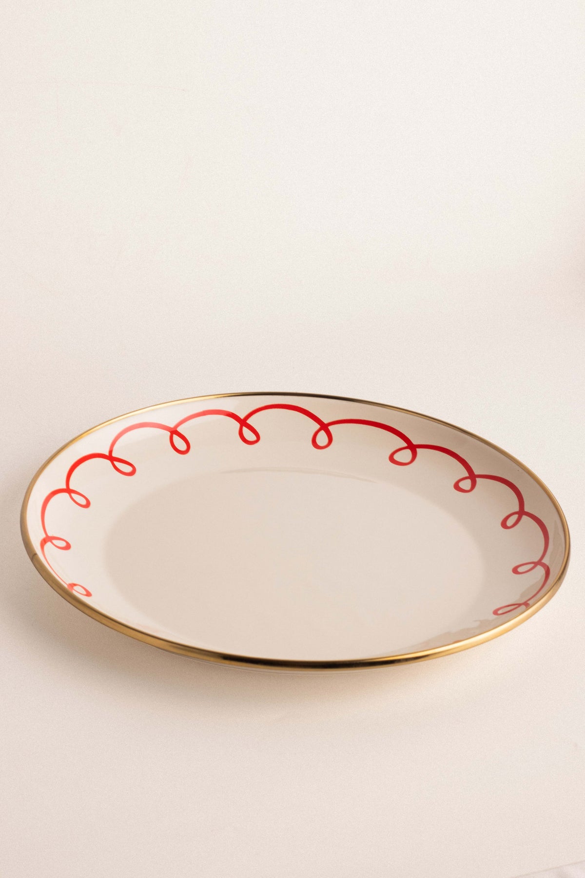 Merry Yılbaşı Desenli Emaye Dekoratif 26 cm Sunum Tabağı