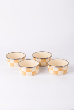Beige Emaye 4’lü kase Çerezlik, Kahvaltılık, Reçellik, Zeytinlik, Sunumluk Seti 8cm 200 ml