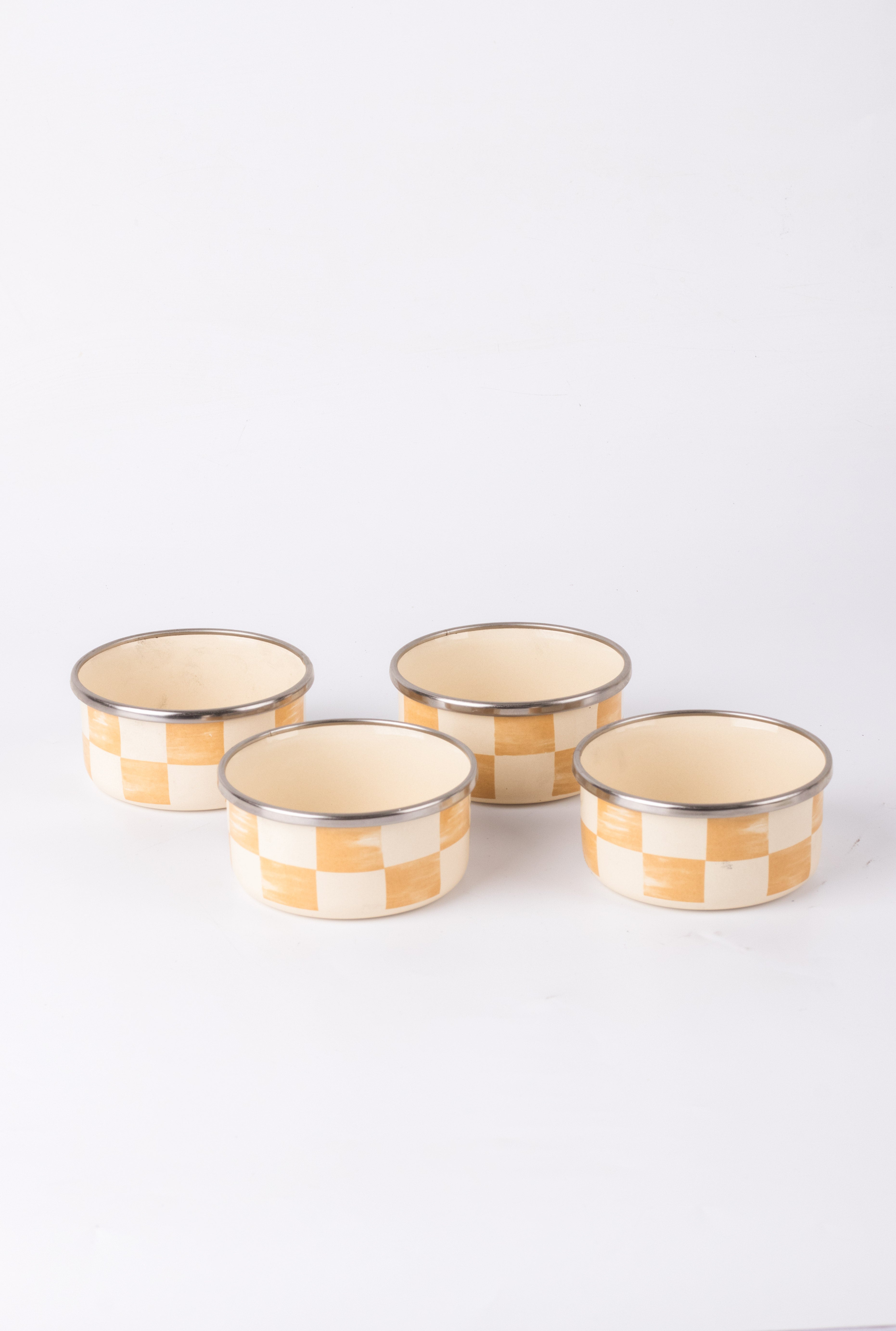Beige Emaye 4’lü kase Çerezlik, Kahvaltılık, Reçellik, Zeytinlik, Sunumluk Seti 8cm 200 ml