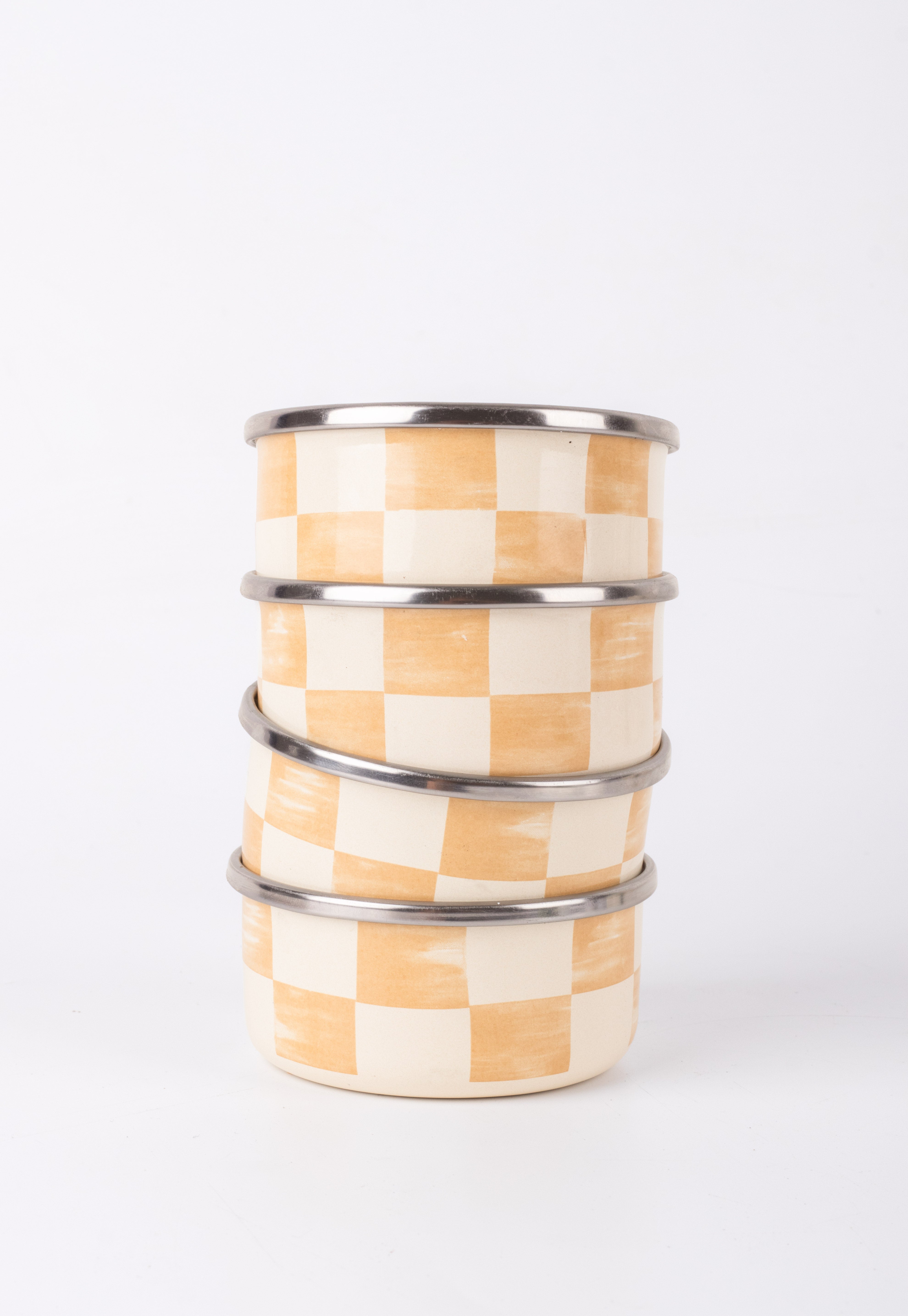 Beige Emaye 4’lü kase Çerezlik, Kahvaltılık, Reçellik, Zeytinlik, Sunumluk Seti 8cm 200 ml