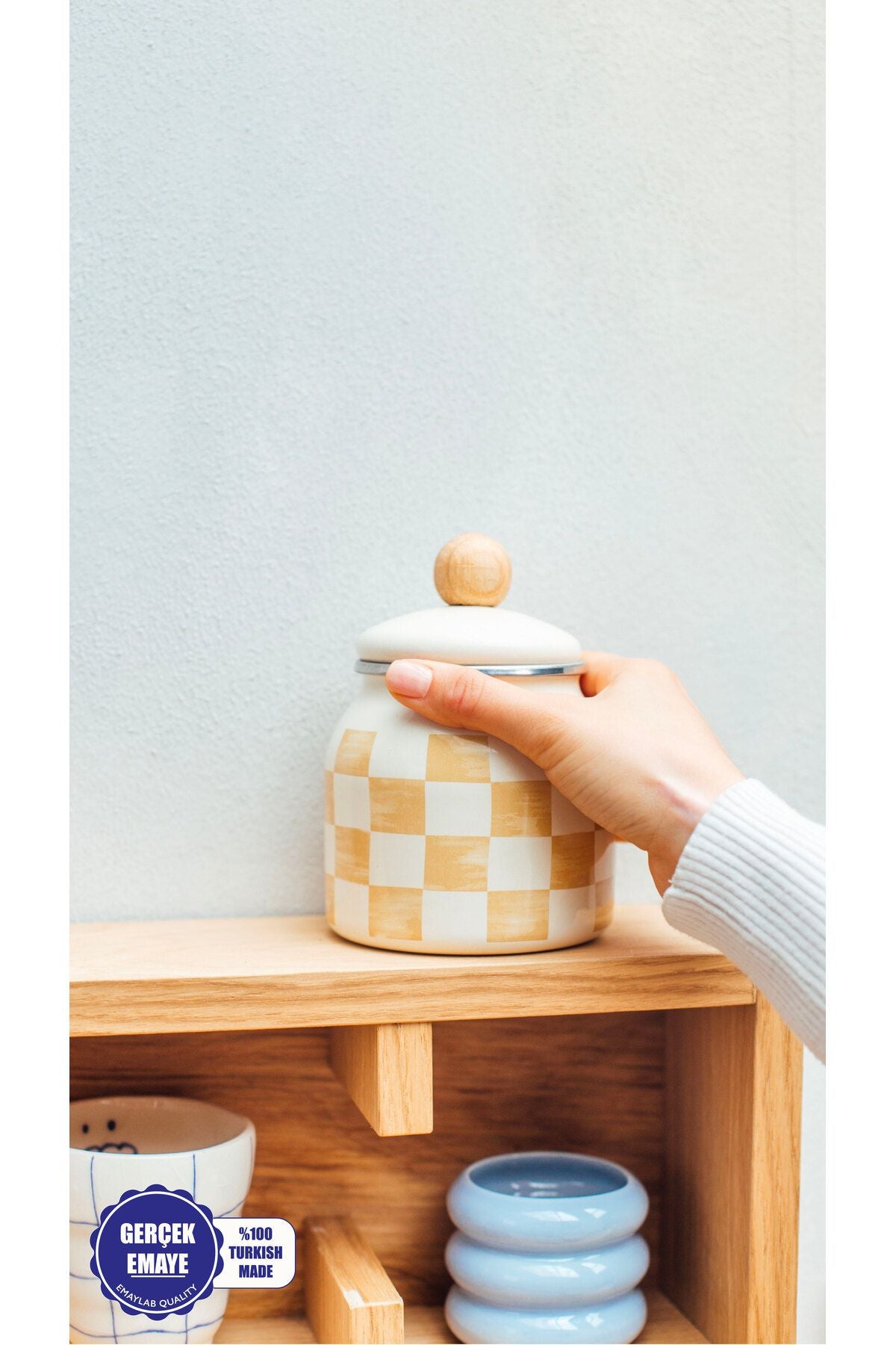 Beige Emaye Baharatlık/Kavanoz