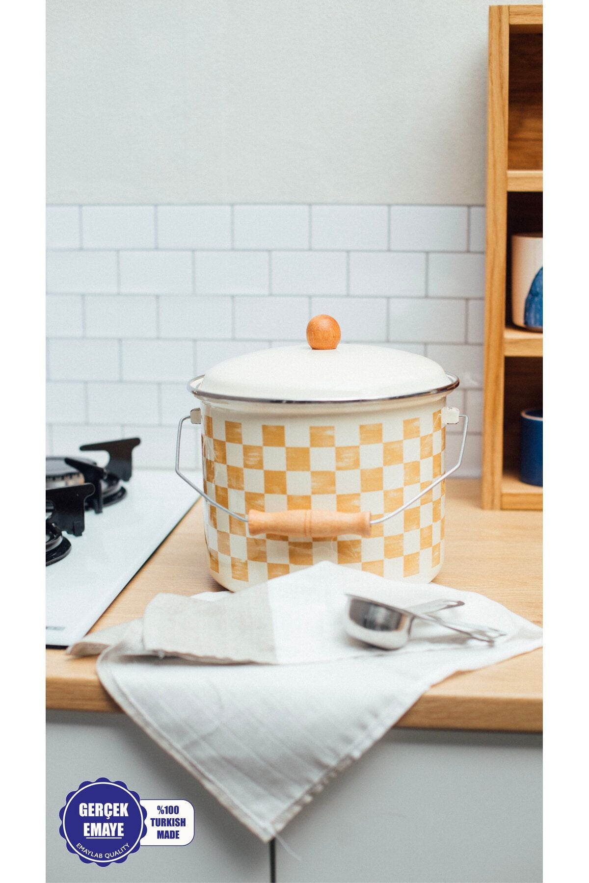 Beige Emaye Bakraç 22 cm 5 Litre