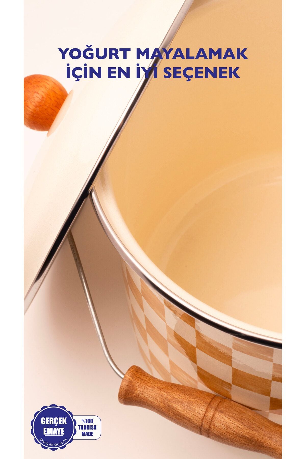 Beige Emaye Bakraç 22 cm 5 Litre