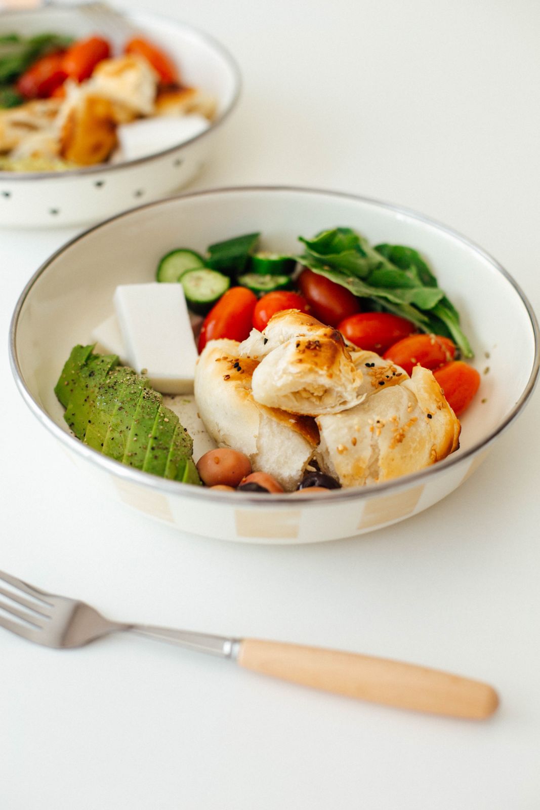 Beige Emaye Bowl Tabağı - Bowl Kase - Salata Kasesi - Sunum Kasesi 21cm