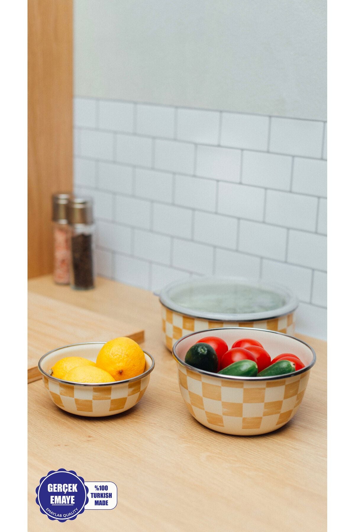 Beige Emaye İkili Kase Seti