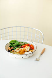 Black Cupid Emaye Bowl Tabağı - Bowl Kase - Salata Kasesi - Sunum Kasesi 21cm