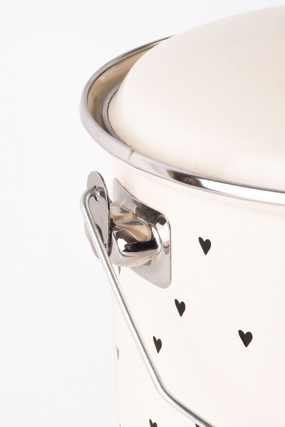 Black Cupid Kalp Desenli Emaye Yoğurt/bakliyat Bakracı (20CM-3 LİTRE-TÜM OCAKLARLA UYUMLU)