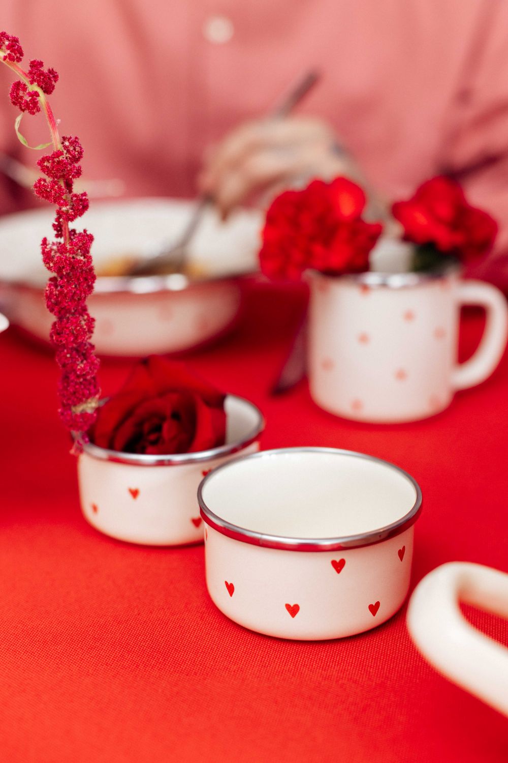 Cupid Emaye 4’lü Kapaklı Kase Çerezlik, Kahvaltılık, Reçellik, Zeytinlik, Sunumluk Seti 8cm 200 ml