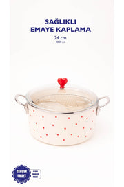 Cupid Emaye Kızartma Tenceresi/ Fritöz (Özel Pyrex Kapaklı)