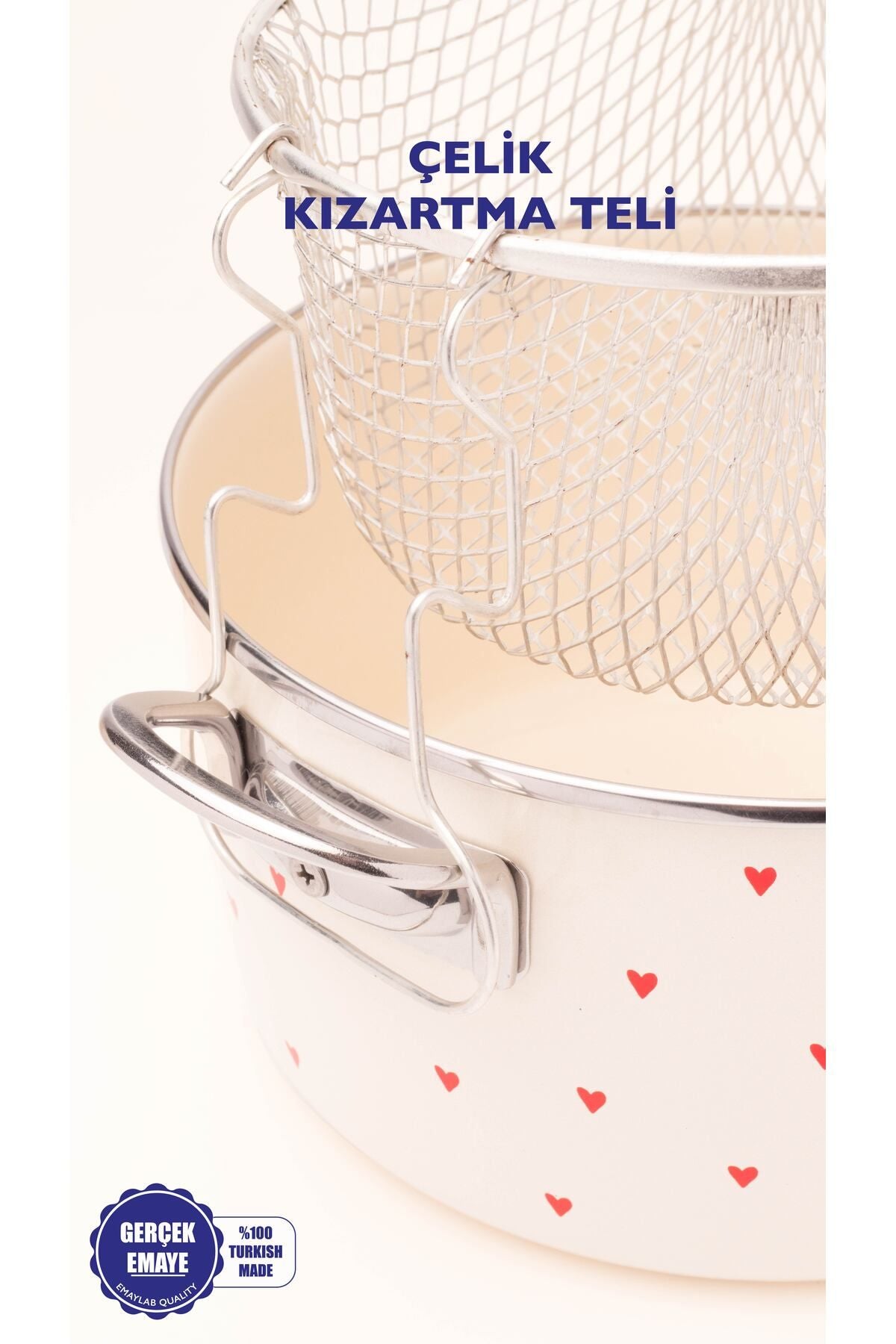 Cupid Emaye Kızartma Tenceresi/ Fritöz (Özel Pyrex Kapaklı)