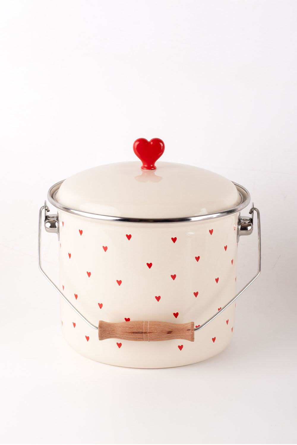 Cupid Kalp Desenli Emaye Yoğurt/bakliyat Bakracı (20CM-3 LİTRE-TÜM OCAKLARLA UYUMLU)