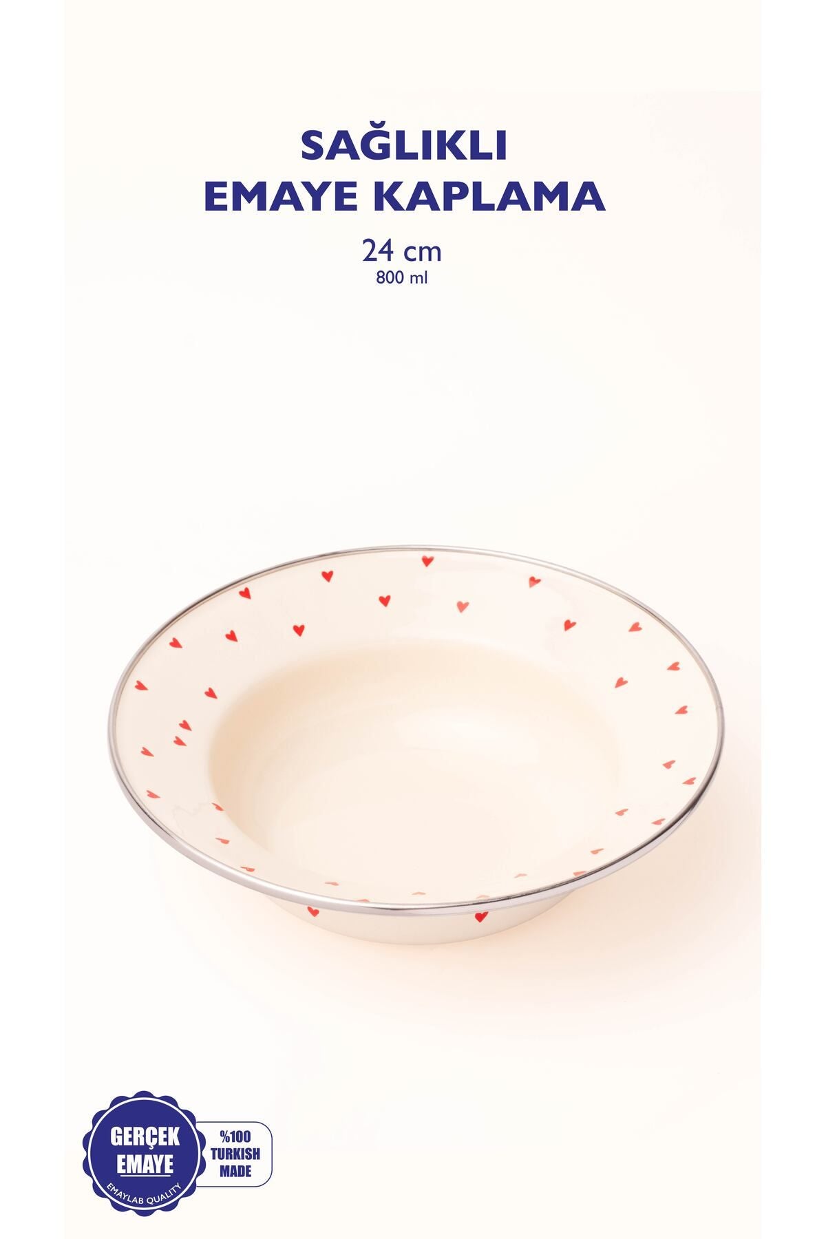 Emaye Cupid Çukur Makarna Salata Tabağı 24cm