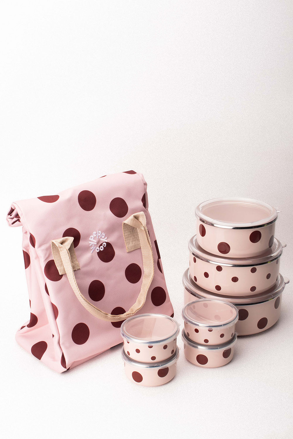 EmaylabxPeppythings Cherry 3’lü Set – Emaye Saklama Kabı, Emaye Kahvaltılık & Termal Taşıma Çantası 10 litre