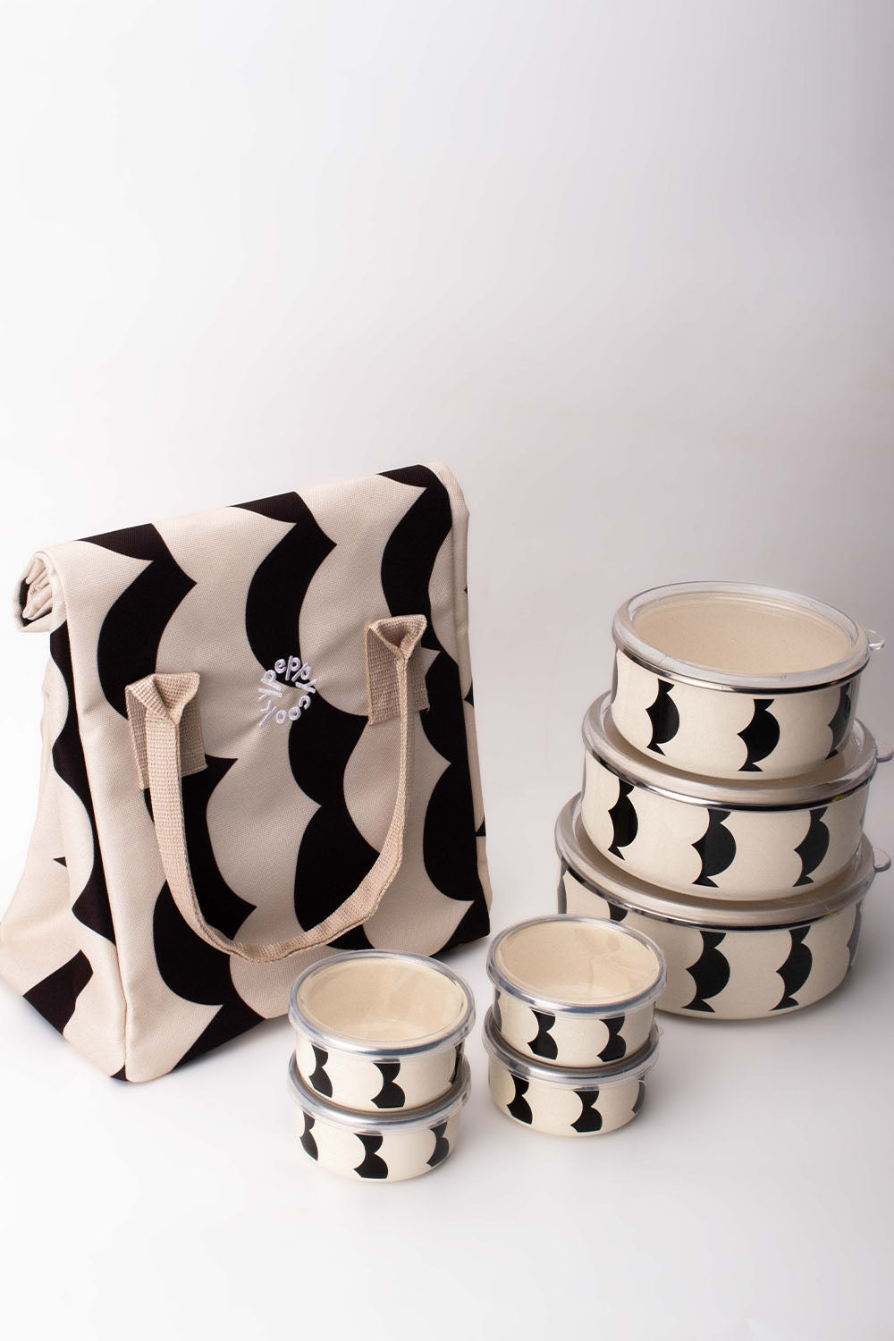 EmaylabxPeppythings Milky 3’lü Set – Emaye Saklama Kabı, Emaye Kahvaltılık & Termal Taşıma Çantası 10 litre