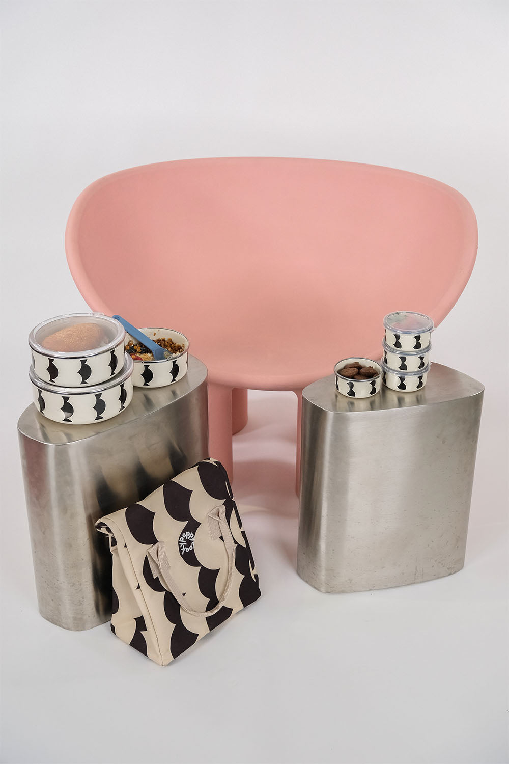 EmaylabxPeppythings Milky 3’lü Set – Emaye Saklama Kabı, Emaye Kahvaltılık & Termal Taşıma Çantası 10 litre