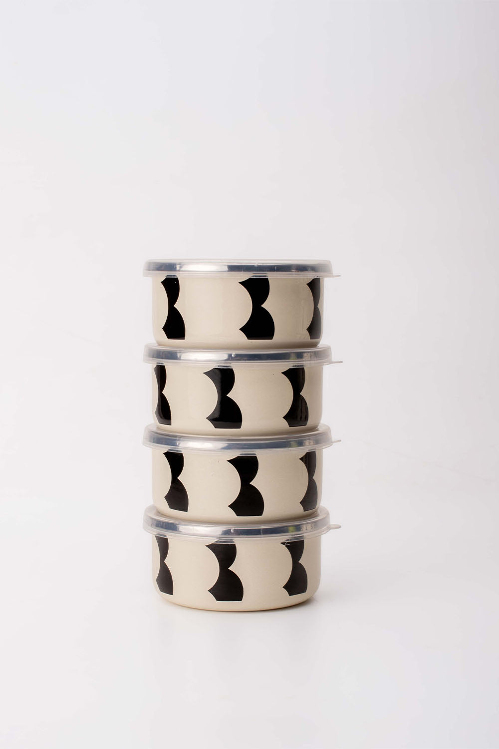 EmaylabxPeppythings Milky Emaye 4’lü Kapaklı Kase Çerezlik, Kahvaltılık, Reçellik, Zeytinlik, Sunumluk Seti 8cm 200 ml