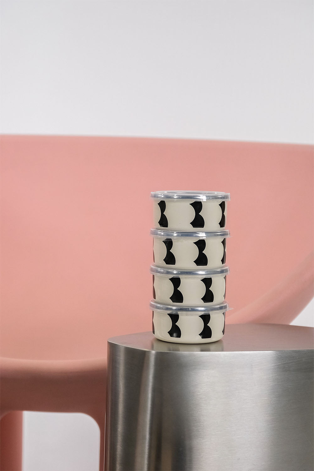 EmaylabxPeppythings Milky Emaye 4’lü Kapaklı Kase Çerezlik, Kahvaltılık, Reçellik, Zeytinlik, Sunumluk Seti 8cm 200 ml