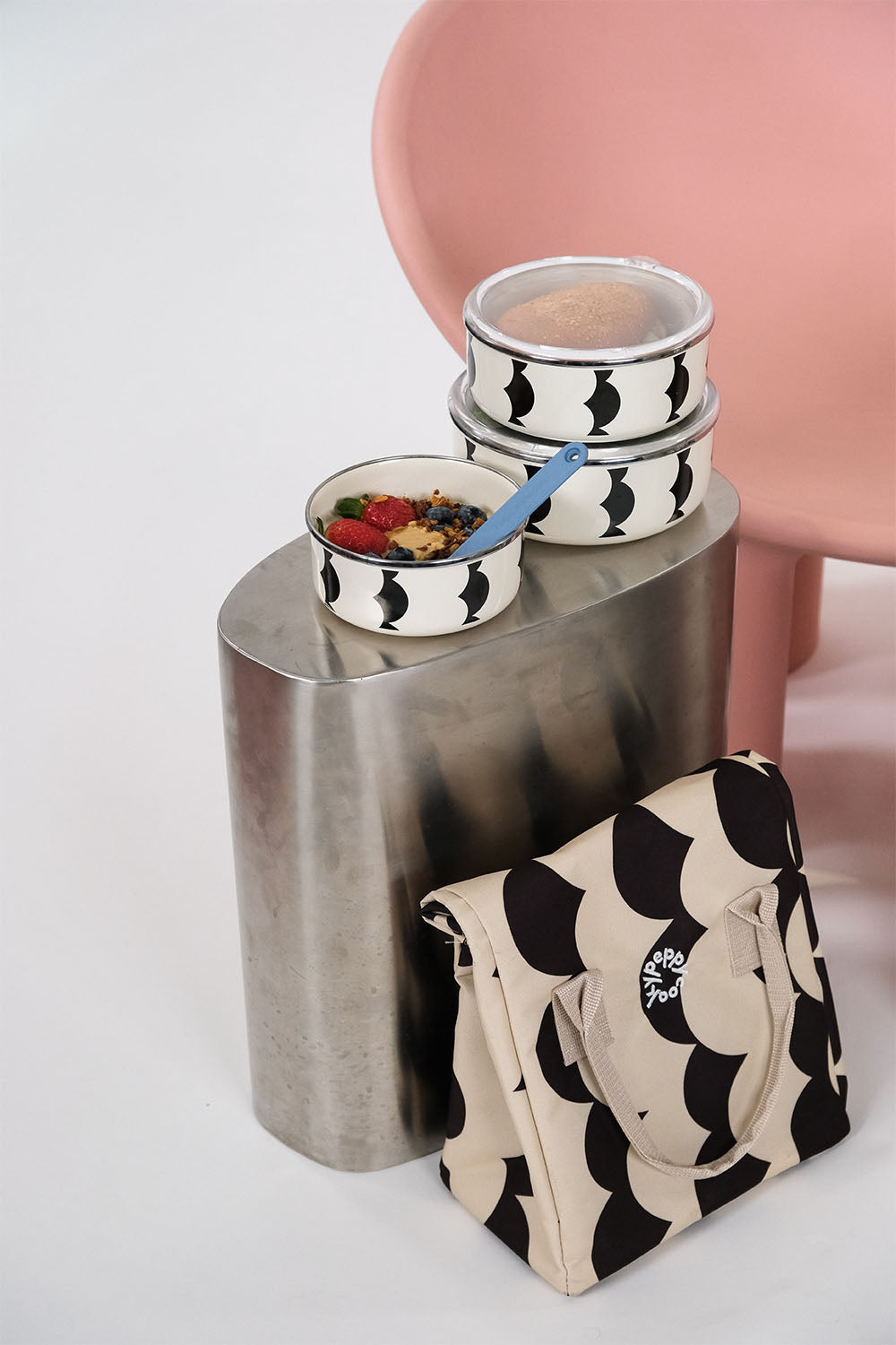 EmaylabxPeppythings Milky Emaye Üçlü Saklama Kabı Seti (OCAKLARDA KULLANILABİLİR)