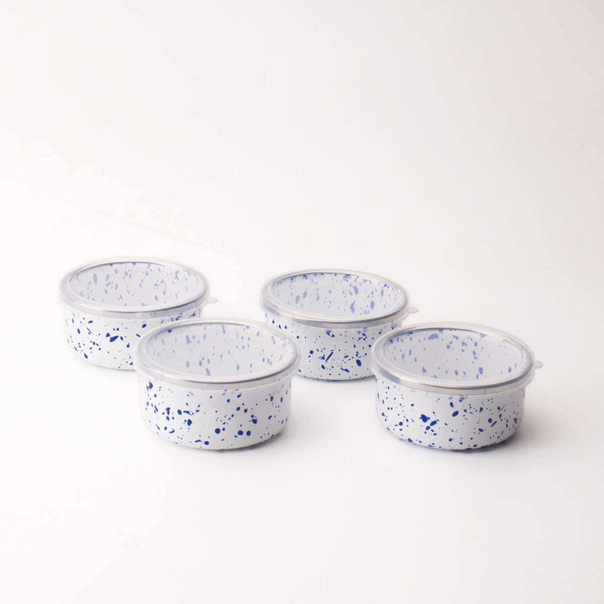 Speckles Benek Desenli Emaye 4’lü Kapaklı Kahvaltılık Seti