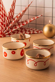 Merry Emaye 4’lü Kapaklı Kase Çerezlik, Kahvaltılık, Reçellik, Zeytinlik, Sunumluk Seti 8cm 200 ml