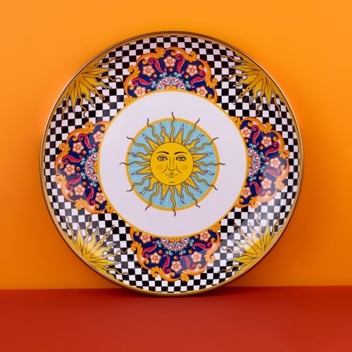 Mısharu 26 Cm Dekoratif Emaye Tepsi / Servis Sunum Tabağı