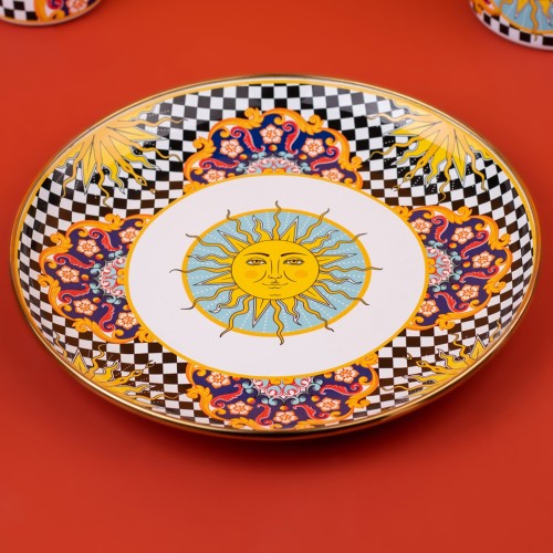 Mısharu 26 Cm Dekoratif Emaye Tepsi / Servis Sunum Tabağı