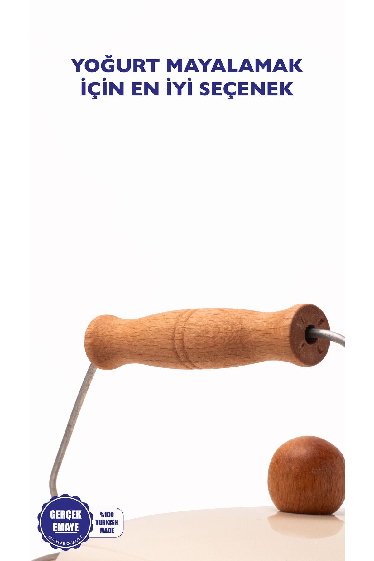 Mood Ahşap Detaylı Emaye Yoğurt/bakliyat Bakracı(20CM-3 LİTRE-TÜM OCAKLARLA UYUMLU)