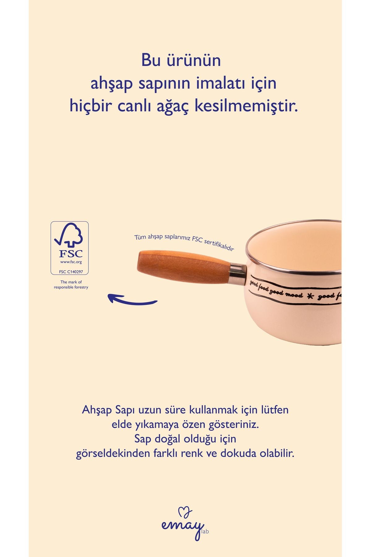 Mood Ahşap Saplı Emaye Haşlama Tavası 18cm (2,2 LİTRE)