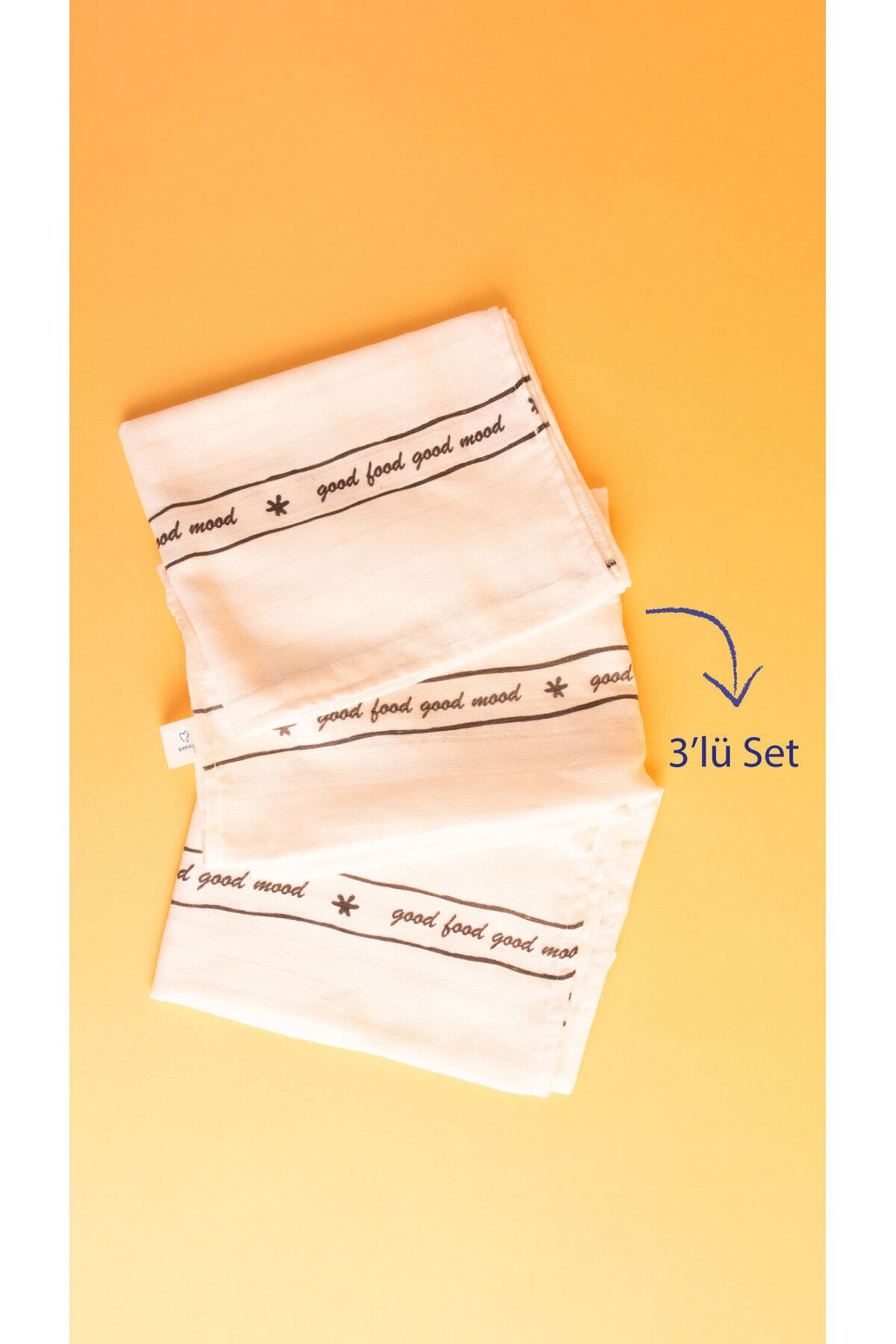Mood Desenli %100 Müslin -pamuk Mutfak Bezi Kurulama Bezi Ve Bebek Omuz Bezi (3'LÜ SET)