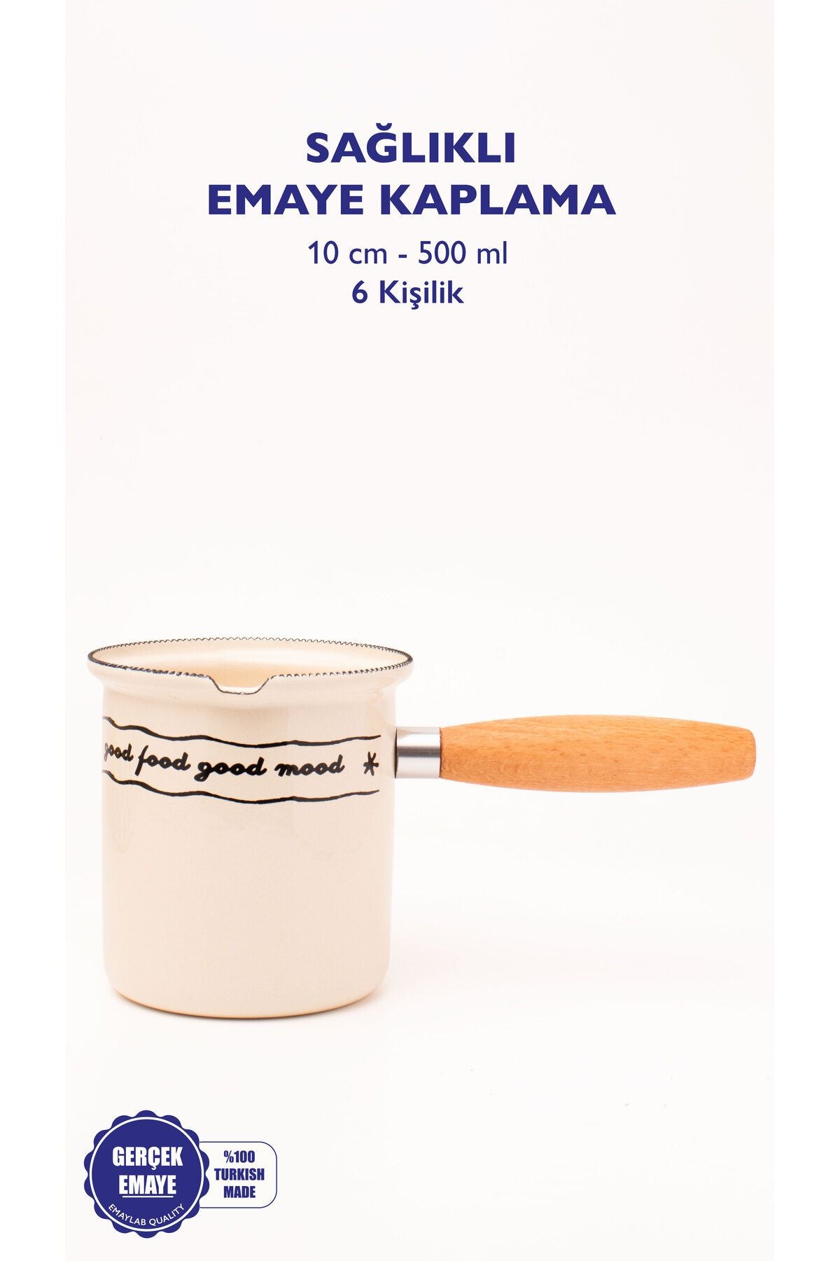 Mood Emaye Ahşap Saplı Cezve (500ml-6 kişilik)