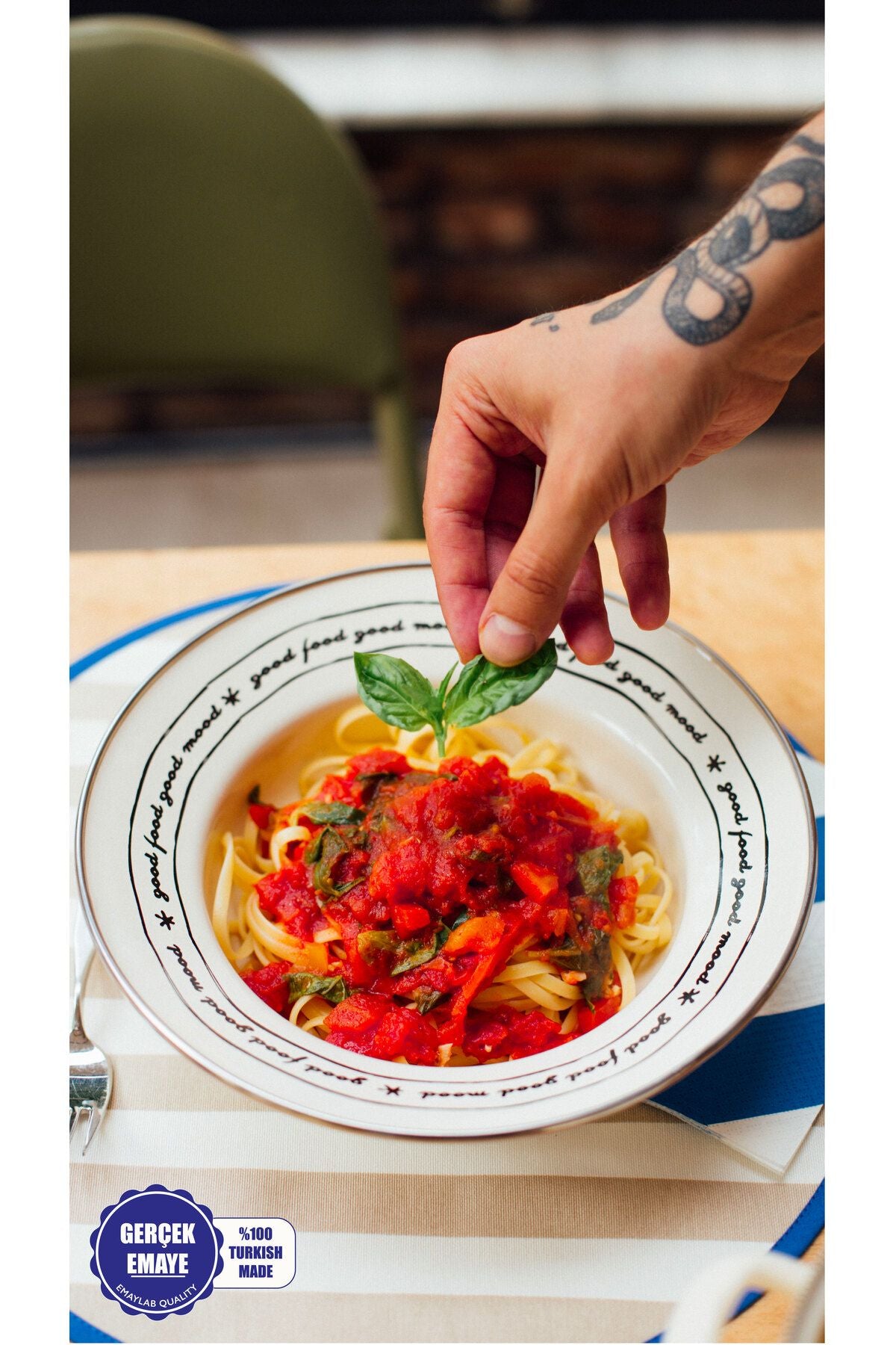 Mood Emaye Çukur Makarna ve Salata Tabağı