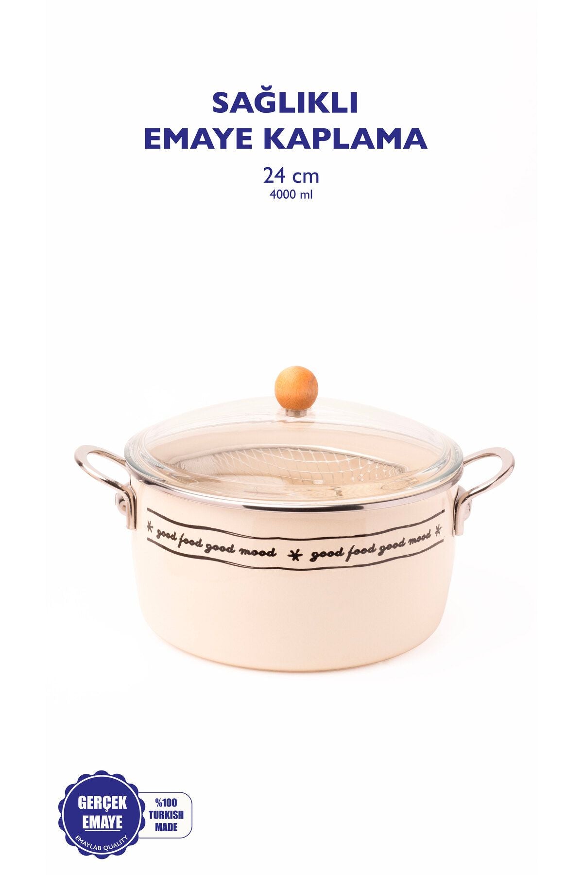 Mood Emaye Kızartma Tenceresi/ Fritöz (Özel Pyrex Kapaklı)