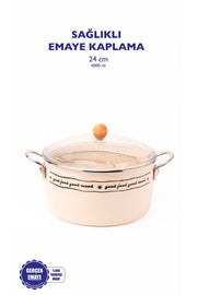 Mood Emaye Kızartma Tenceresi/ Fritöz (Özel Pyrex Kapaklı)