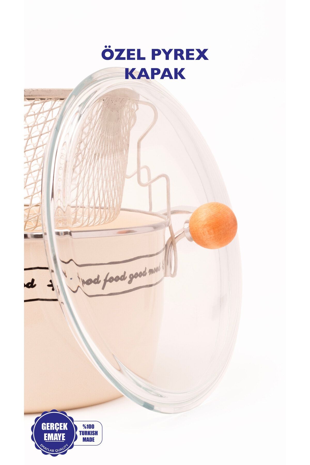 Mood Emaye Kızartma Tenceresi/ Fritöz (Özel Pyrex Kapaklı)