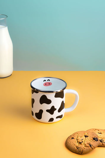 Mötilda inek Desenli Emaye Kupa