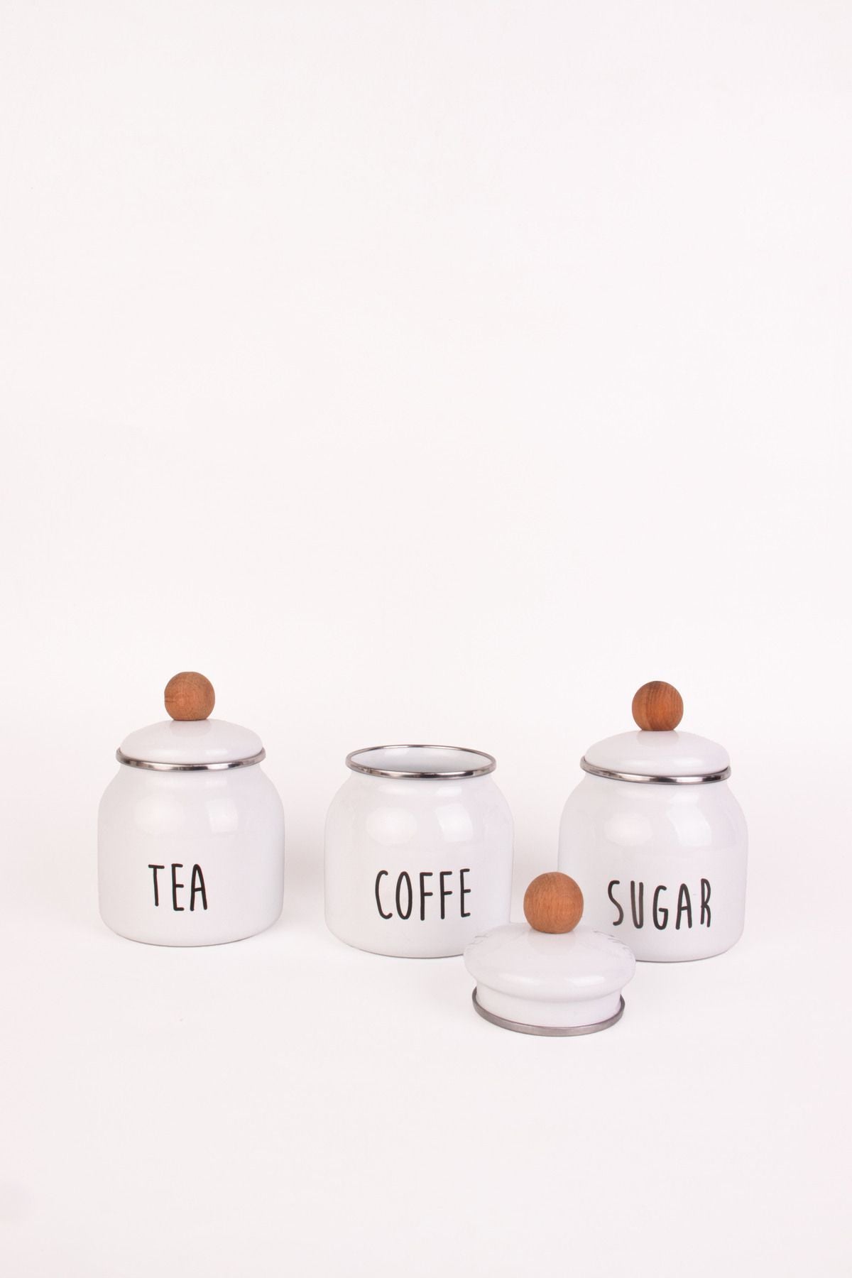 Motto Tea Coffee Sugar 3lü Emaye Baharatlık Seti