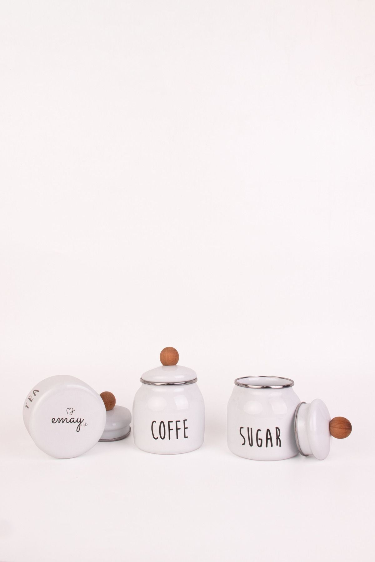 Motto Tea Coffee Sugar 3lü Emaye Baharatlık Seti