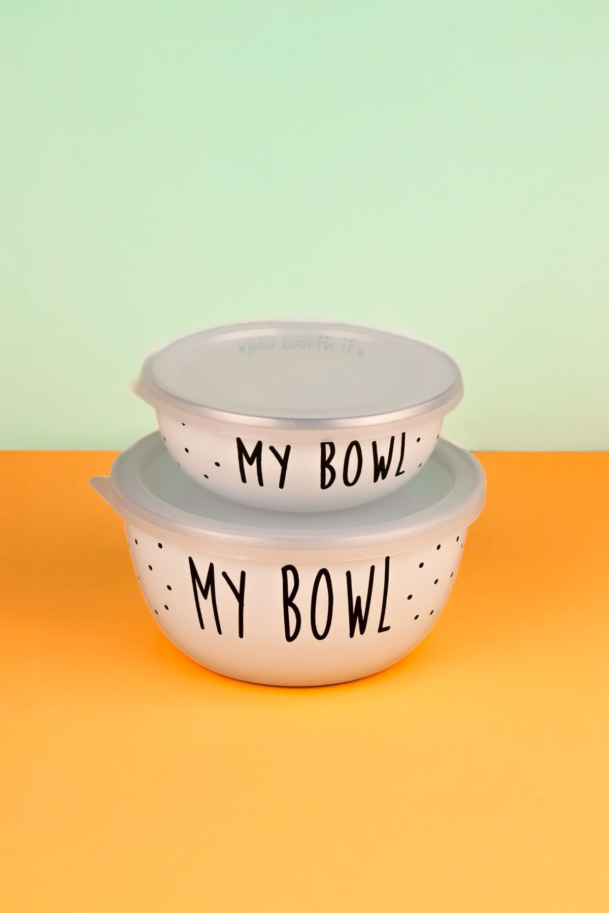My Bowl Emaye Mottolu Kase Seti 12-14 (YEMEK TAŞIMAYA UYGUN- OCAĞA KOYULABİLİR)