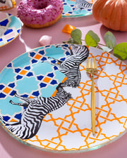 Jaolu Zebra Motif Desenli 6'lı Cam Pasta Tabağı