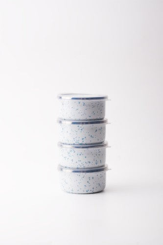 Speckles Emaye 4’lü Kapaklı Kase Çerezlik, Kahvaltılık, Reçellik, Zeytinlik, Sunumluk Seti 8cm 200 ml