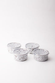 Speckles Emaye 4’lü Kapaklı Kase Çerezlik, Kahvaltılık, Reçellik, Zeytinlik, Sunumluk Seti 8cm 200 ml