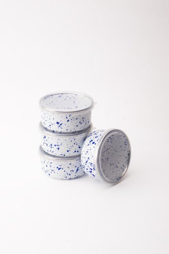 Speckles Emaye 4’lü Kapaklı Kase Çerezlik, Kahvaltılık, Reçellik, Zeytinlik, Sunumluk Seti 8cm 200 ml
