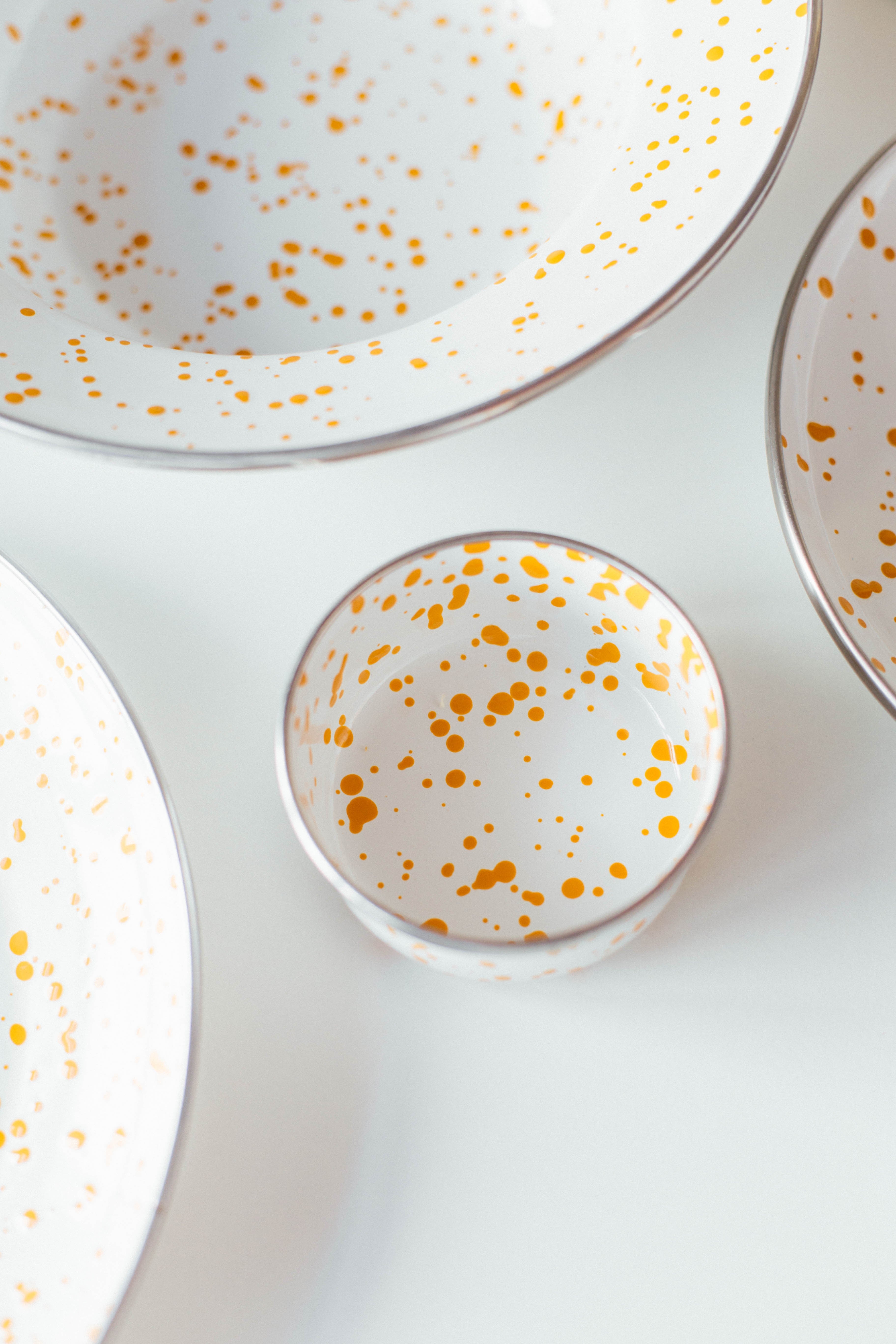 Speckles Emaye 4’lü Kapaklı Kase Çerezlik, Kahvaltılık, Reçellik, Zeytinlik, Sunumluk Seti 8cm 200 ml