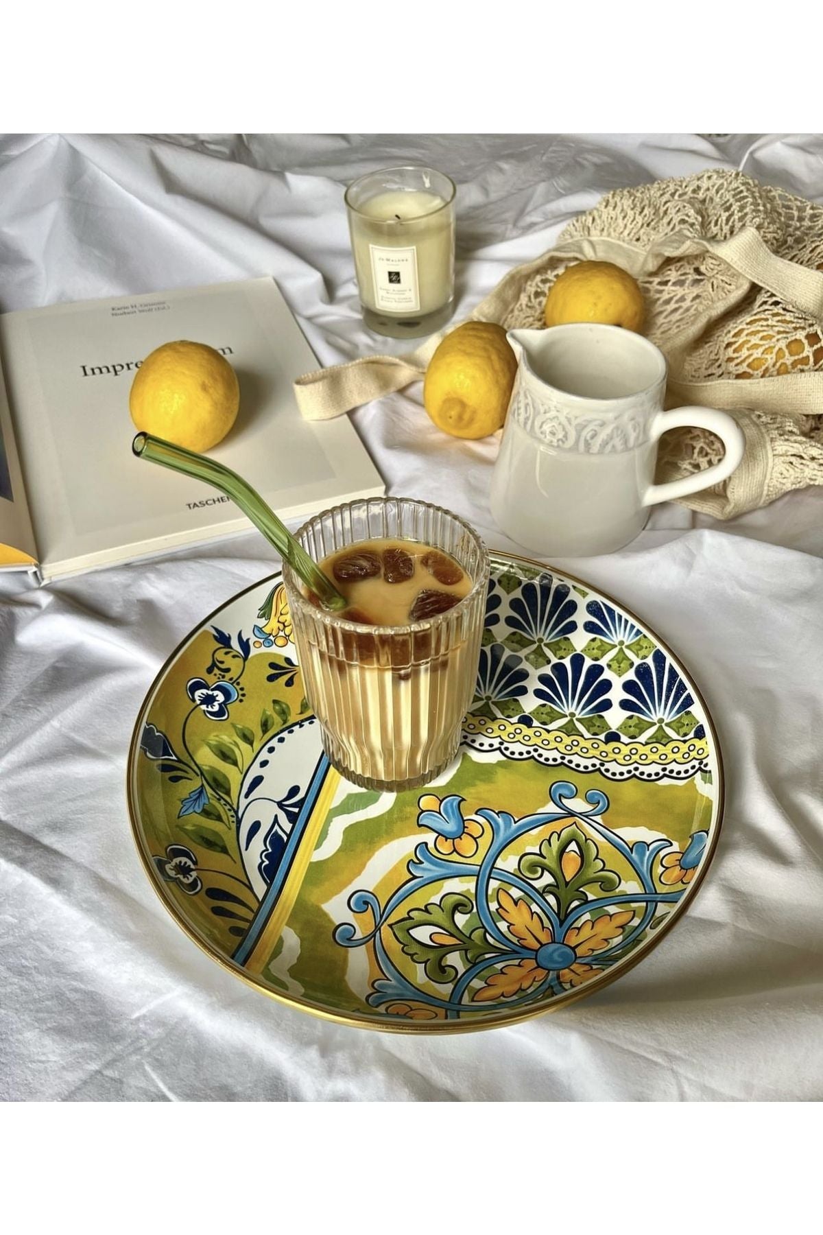Selge 26 cm Dekoratif Emaye Servis Sunum Tabağı