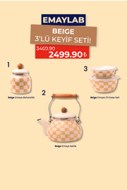 Beige 3'lü Emaye Keyif Seti