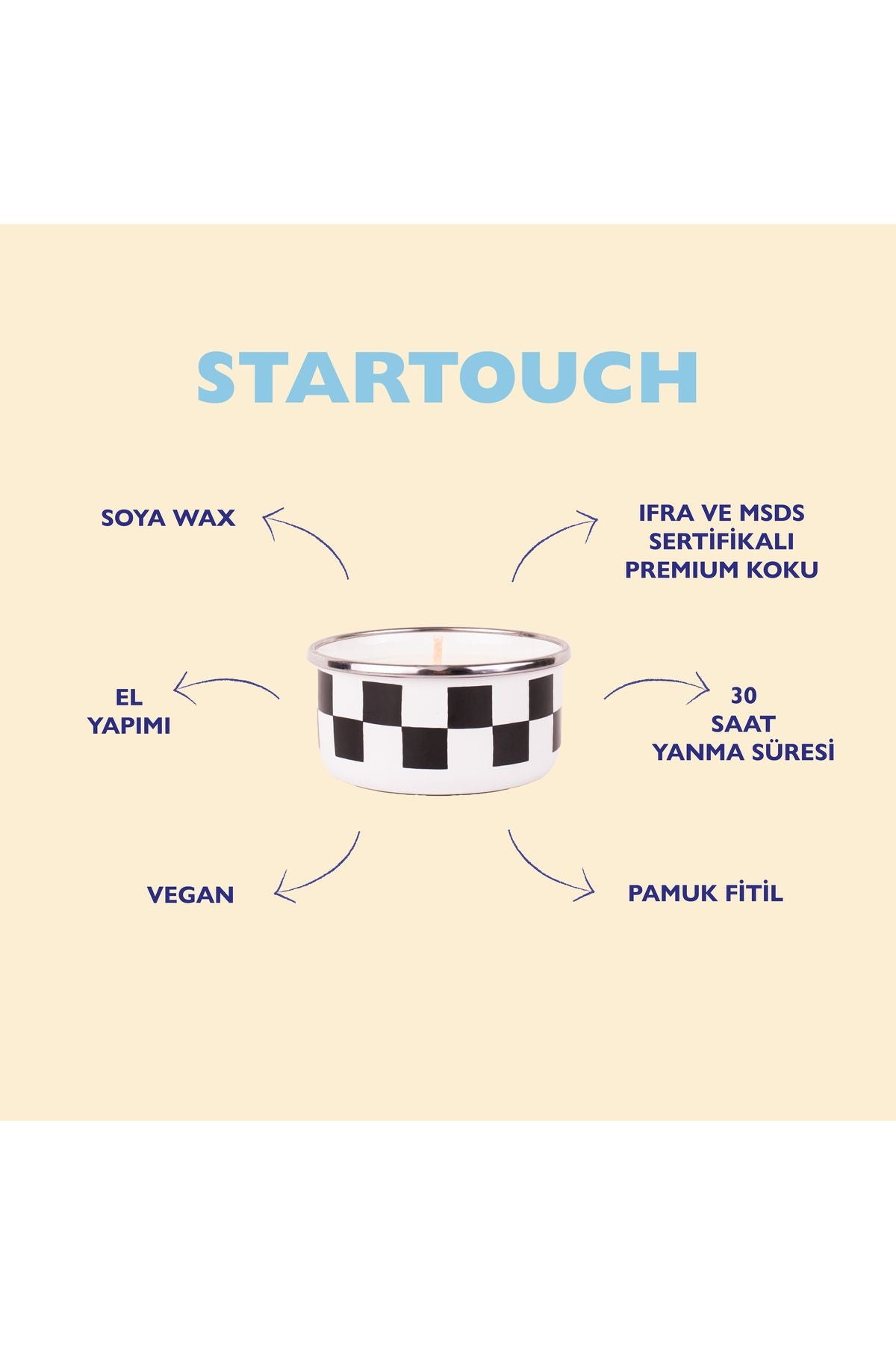 Startouch - Emaye Kapta Soy Wax Mum (Çiçekçi ve Baharat Notalı 150 ml)